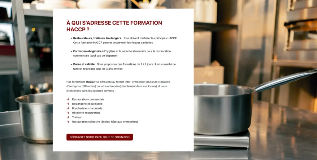 optimisation SEO d'un site de formation HACCP