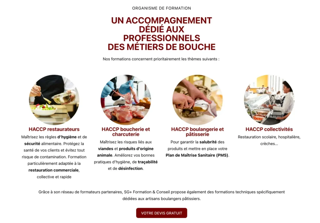 Formateur HACCP utilisant un tableau de bord WordPress pour gérer son site