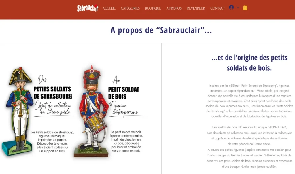Découvrez l’histoire de Sabrauclair, spécialiste dans la conception de figurines en bois artisanales, fabriquées avec passion et savoir-faire.