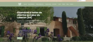 Page d'accueil d'un site WordPress pour chambres d'hôtes en Provence