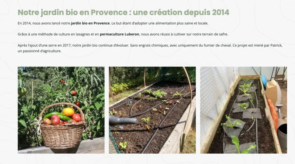 WordPress intégré dans le design d'un site de gîte en Provence