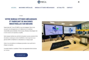 Interface utilisateur moderne d'un site WordPress pour un bureau d'études mécaniques