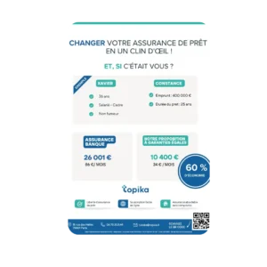 Flyer promotionnel Topika présentant les économies sur l’assurance emprunteur