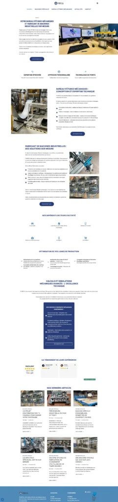 WordPress intégré au design d'un site de bureau d'études mécaniques