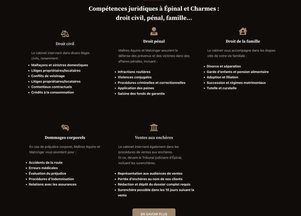 Site WordPress moderne et sécurisé pour avocat dans les Vosges