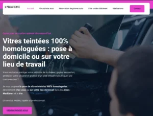 Développement d’un site vitrine pour spécialiste des vitres teintées homologuées