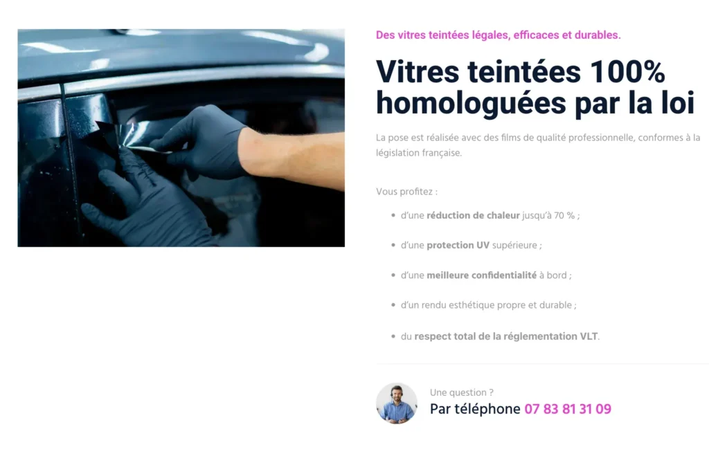 Design moderne pour un expert mobile en films solaires auto et bâtiment