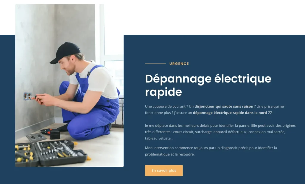 Intégration d’un formulaire de devis pour électriciens du 77