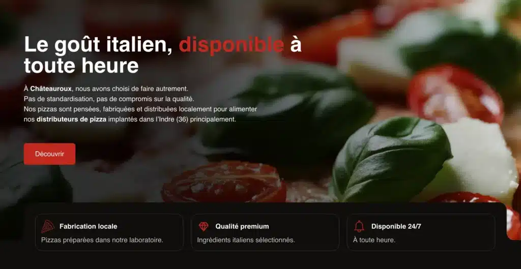Site distributeur de pizza
